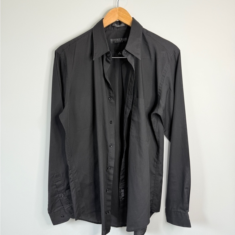 Geoffrey Beene Fitted Men’s Black Button Up 16 34/35